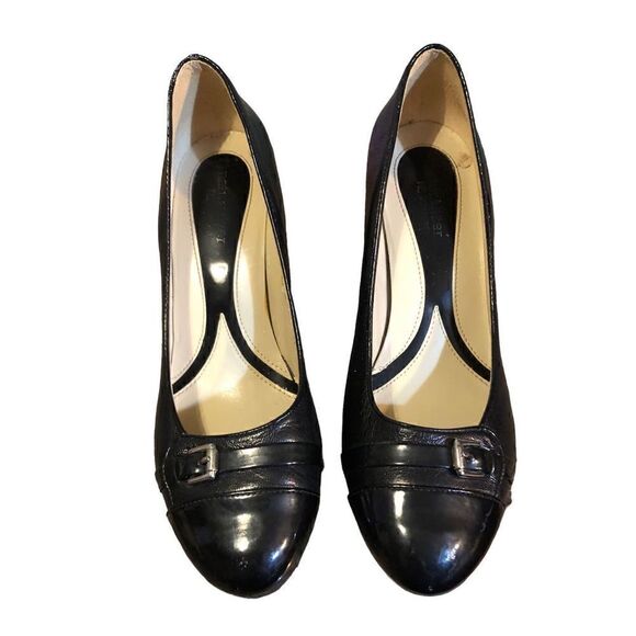 Naturalizer Heels N5 Comfort 8.5W Bean Pump Black Patent Leather Silver Buckle - Picture 1 of 6